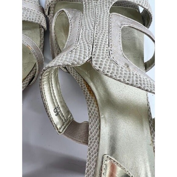 Mootsies Tootsies Open Toe Gold Straps Leather Heeled Sandals - 6  1/2 - Picture 2 of 6